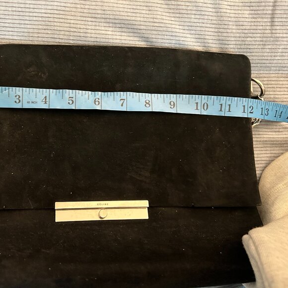 Celine Suede Shoulder Handbag with Silver Chain - Picture 11 of 14